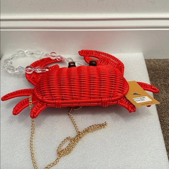 Tommy Bahama red wicker crab crossbody bag purse NWT - Picture 5 of 5